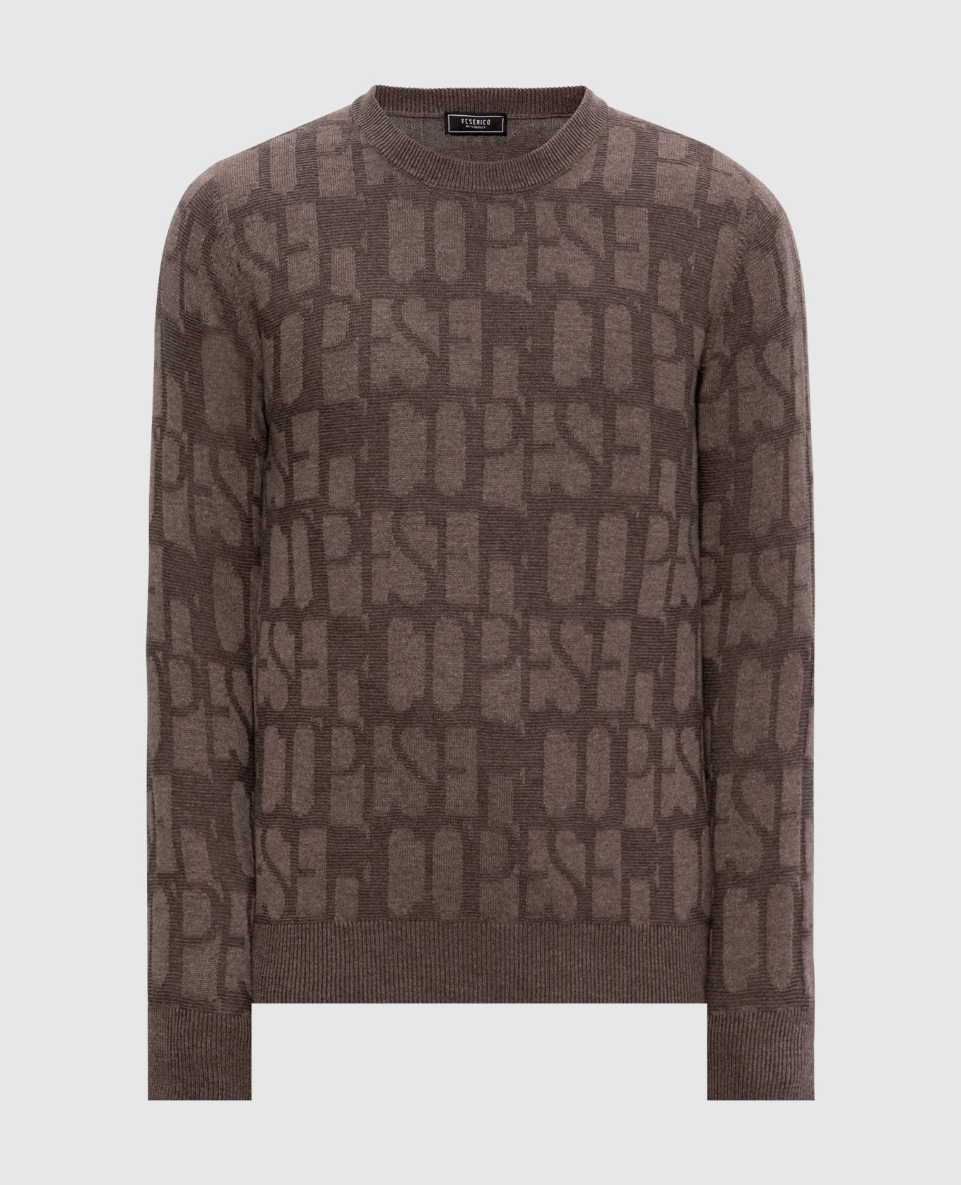 Brown wool and cashmere patterned sweater