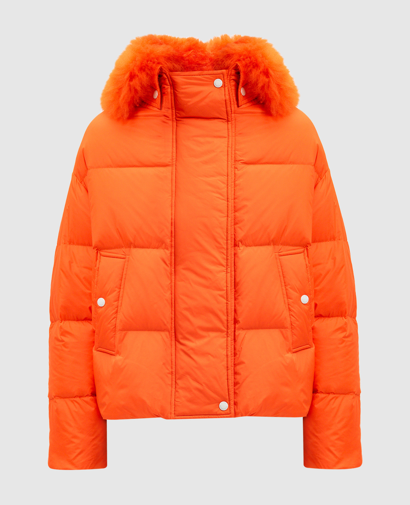 Orange down jacket with fur yves salomon army