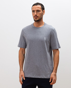 Brunello Cucinelli Grey melange T-shirt with logo print M0B138440