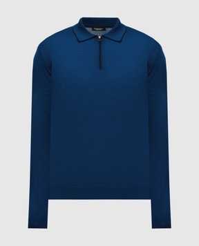 Stefano Ricci Blue wool, silk and cashmere polo shirt KE08004P30E25374
