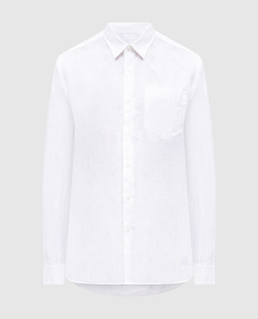 Vilebrequin White linen shirt with embroidered logo emblem CRSU3U00