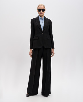 Brunello Cucinelli Black linen jacket with monil chain MH1267332
