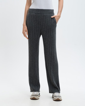Brunello Cucinelli Gray ribbed cashmere trousers M12193499