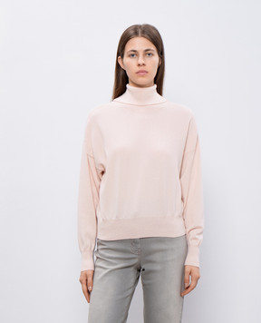 Peserico Pink wool, silk and cashmere sweater with monil chain S99609F1209018