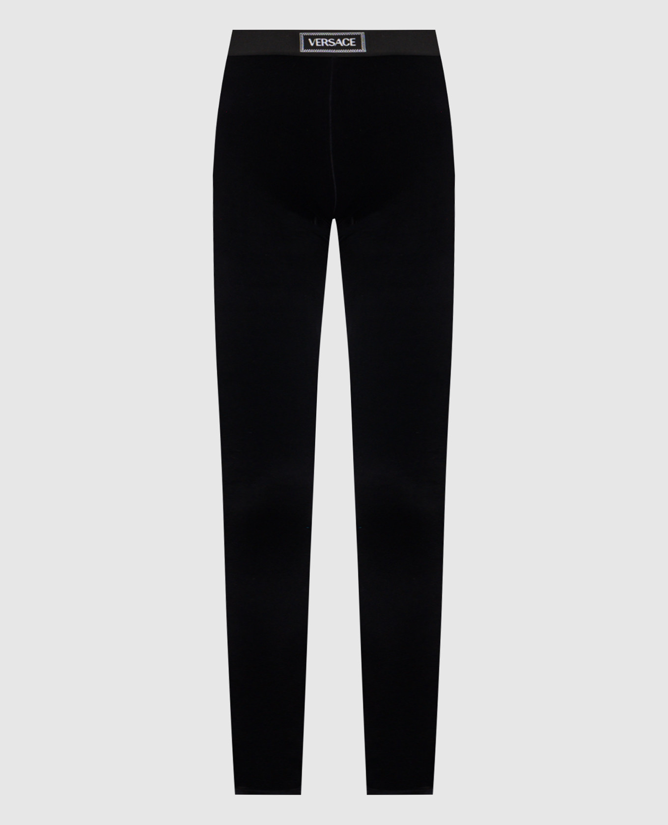 

Black velour leggings with logo Versace