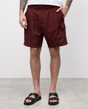 Dolce&Gabbana Burgundy Logo Cargo Swim Shorts M4F42TONR46