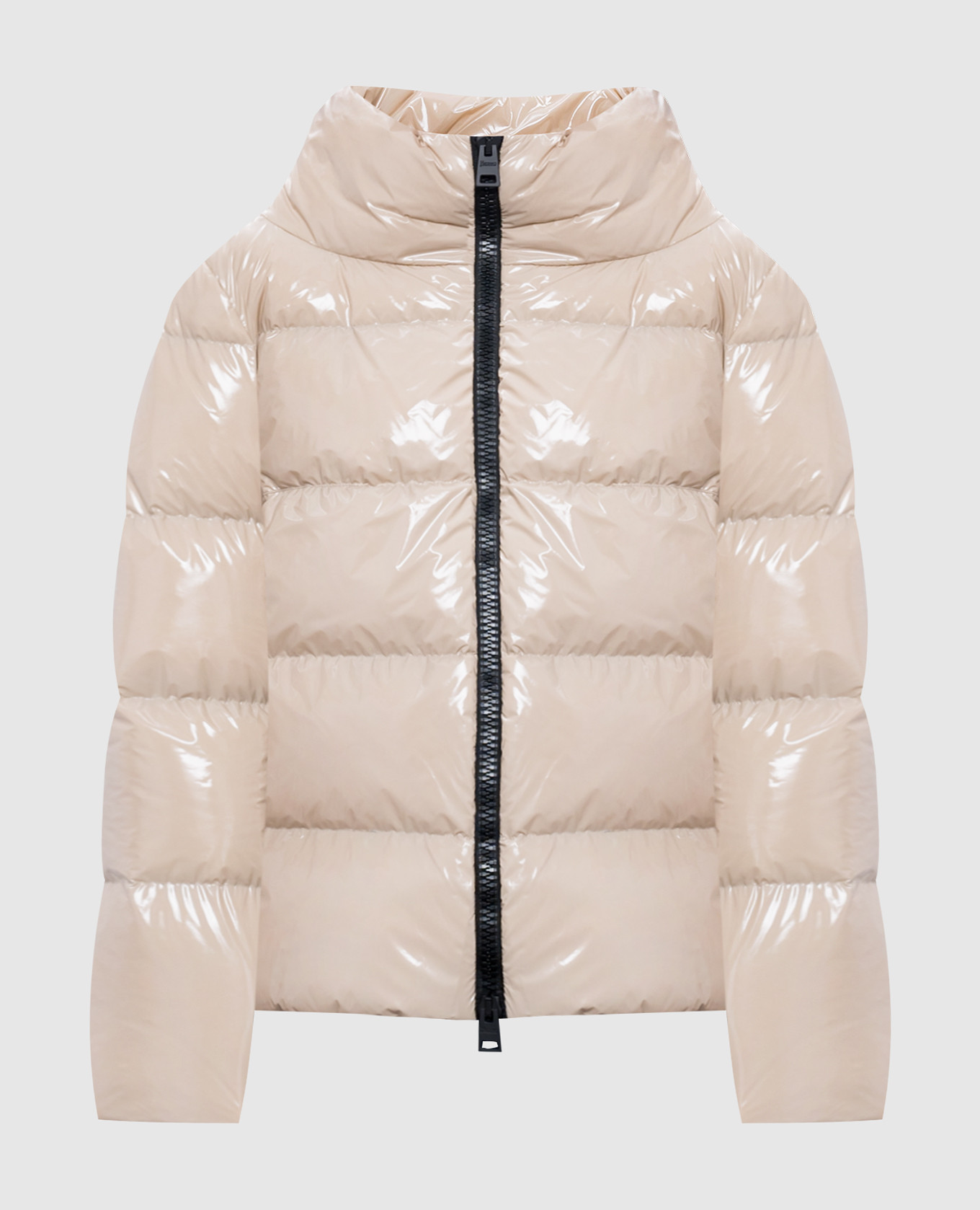 Beige down jacket with a lacquered effect herno