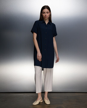 COLOMBO Blue elongated blouse with silk CM00372T0577U
