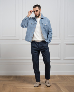 Brunello Cucinelli Blue pants made of wool MB407E1450