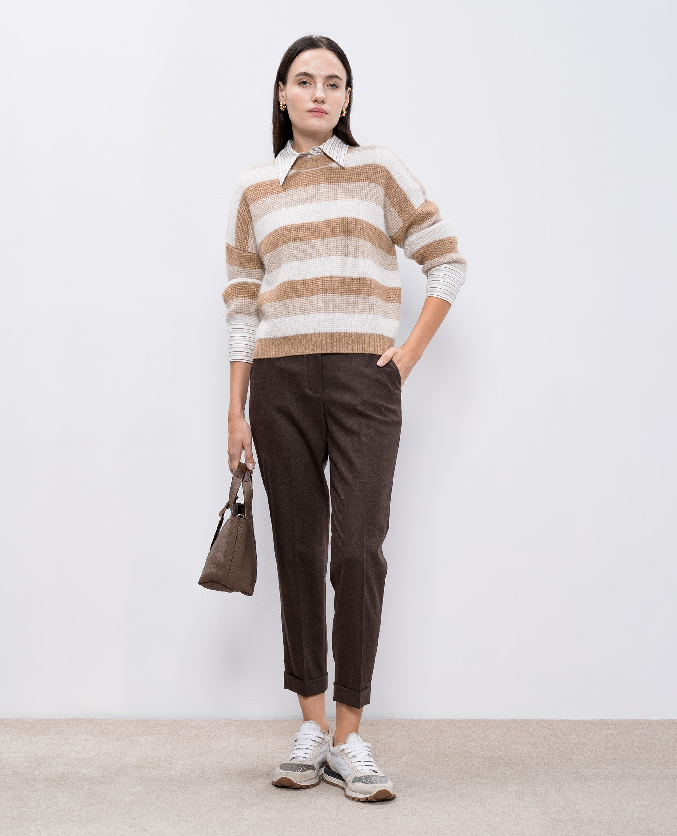 

Brown sweater with wool, silk and cashmere with lurex Peserico