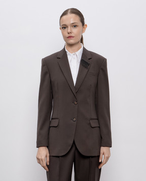 Brunello Cucinelli Brown wool and mohair jacket with monil chain MG5137512P