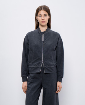 Peserico Gray sport jacket with monil chain with lurex S12535J0A2347