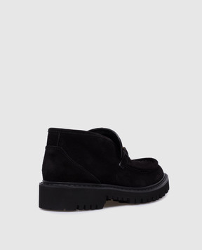 Valentino Black suede loafers with metallic logo 5W2S0JY5HTC