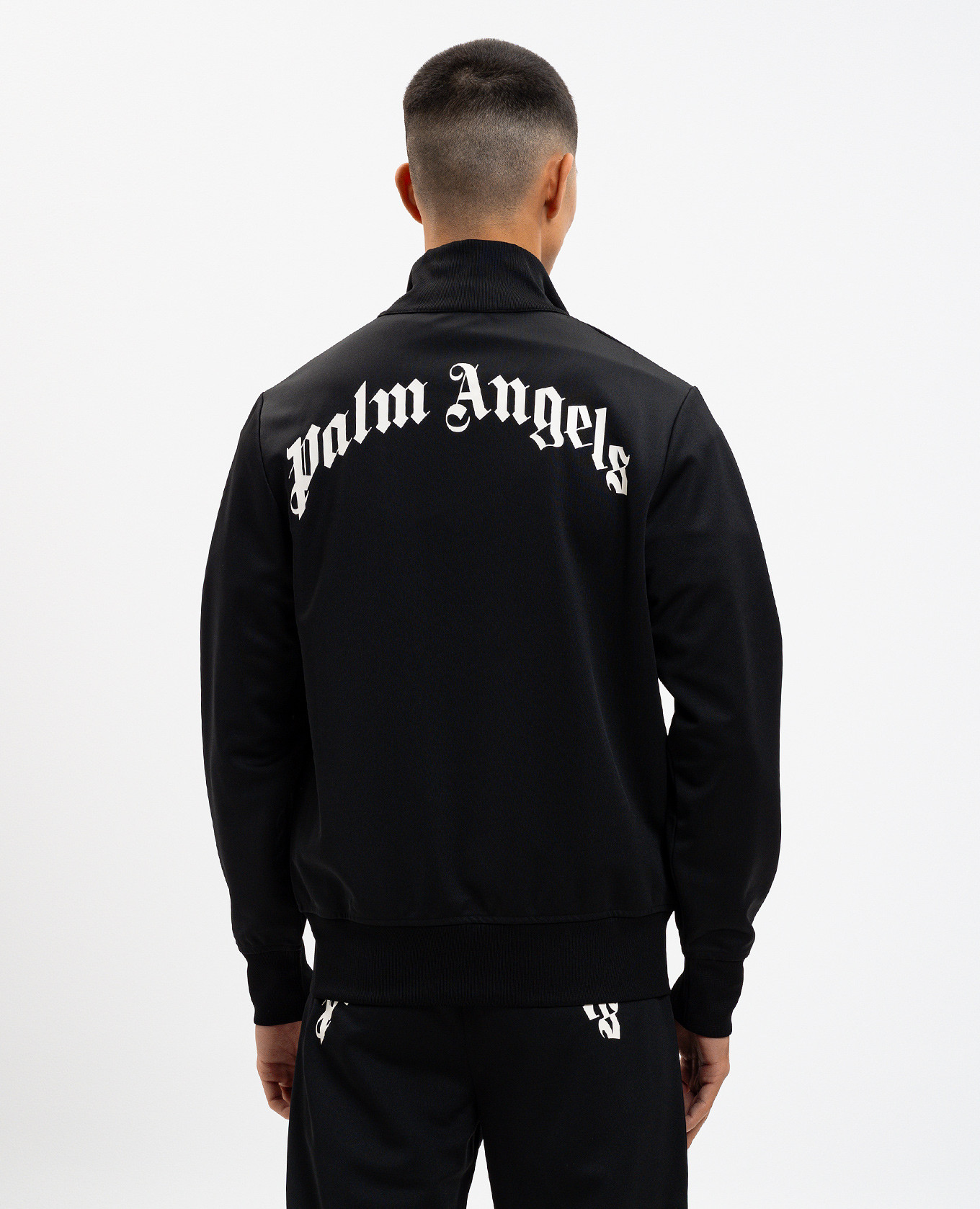 Black sports jacket with logo print Palm Angels 4