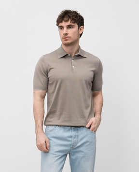 Brunello Cucinelli Khaki polo with piping M29800125