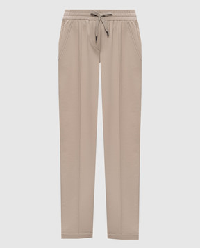 Brunello Cucinelli Beige sweatpants with monil chain MP827FB799