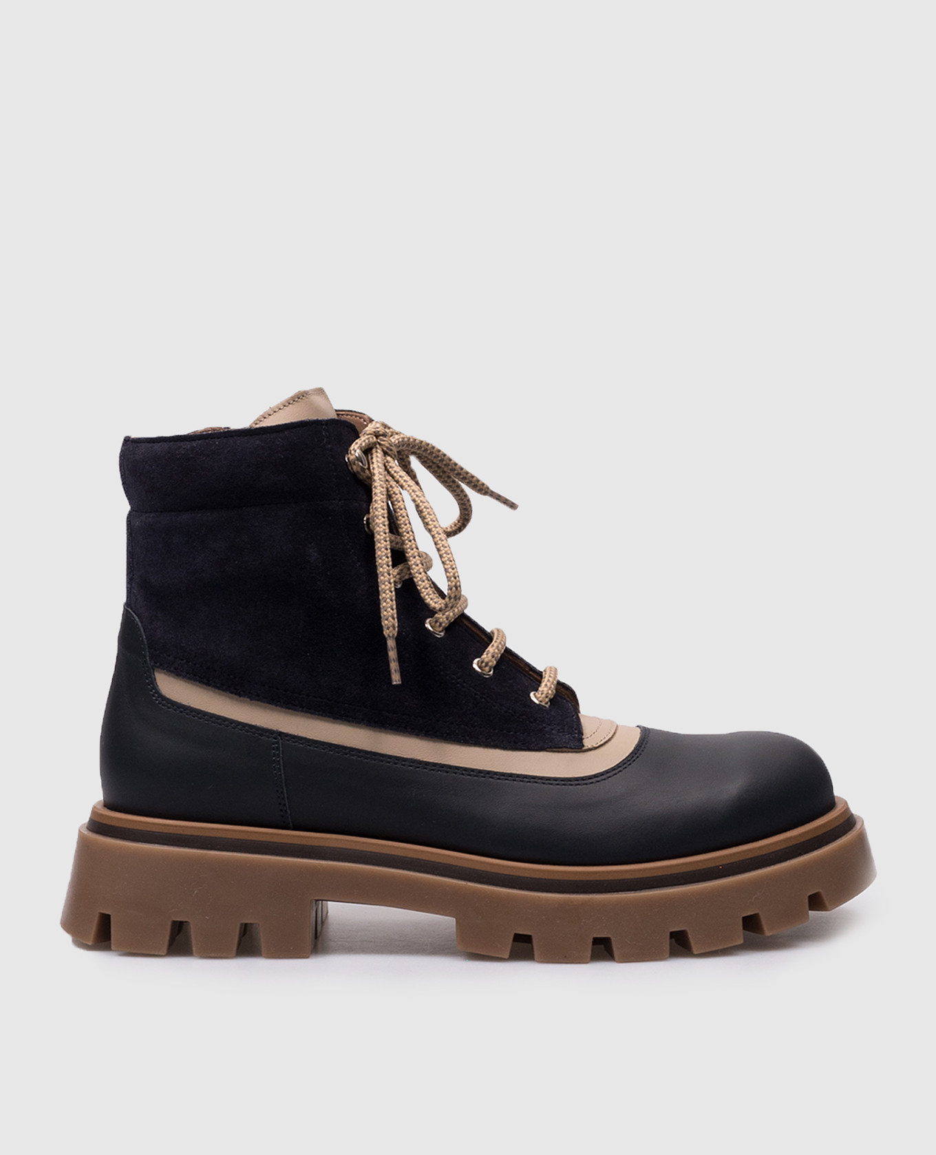 Children's blue leather boots with a branded patch brunello cucinelli