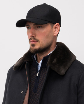 Cashmere&Whiskey Black wool and cashmere cap 9925001