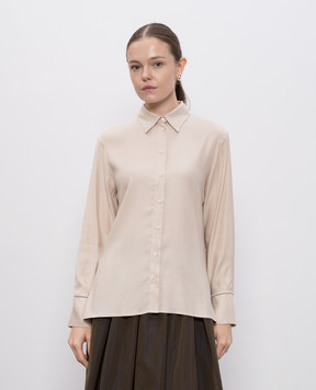 Peserico Beige wool blouse with monil chain A0664402776