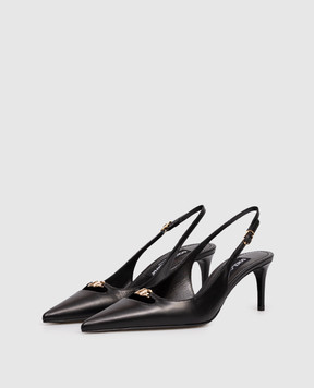 Dolce&Gabbana Black leather slingbacks with logo CG0796A5738
