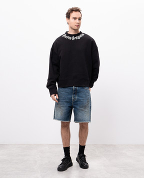 Palm Angels Black sweatshirt with logo print PMBA026S25FLE002
