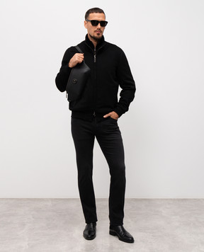 Stefano Ricci Black slim jeans with logo patch MST54B4251T01959
