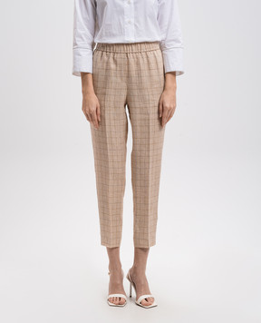 Peserico Beige checked linen pants P0407202631
