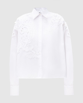 Ermanno Scervino White blouse with floral applique D462K391BQP