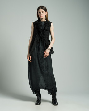 Marc Le Bihan Black dress made of silk with a reaper effect 2119