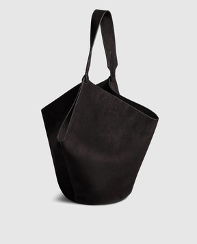 Khaite Black suede tote bag with logo HAITEBAG