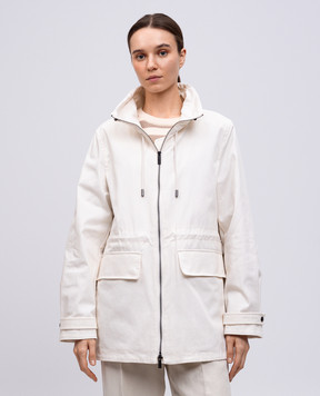 Woolrich Beige parka with logo embroidery CFWWOU1127FRUT3987