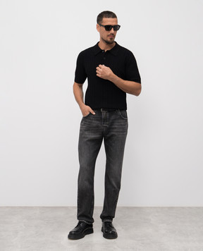 Balmain Gray jeans with a worn effect FH1MI083DF82