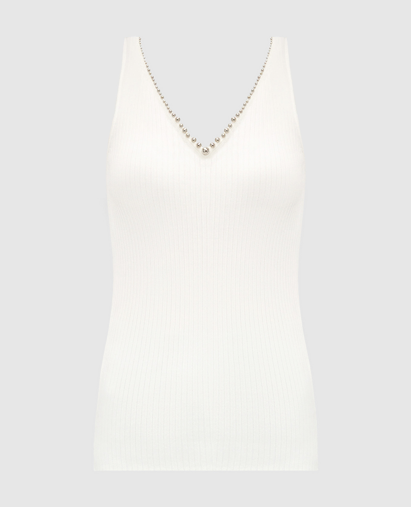 

White ribbed top with beads Twinset Actitude