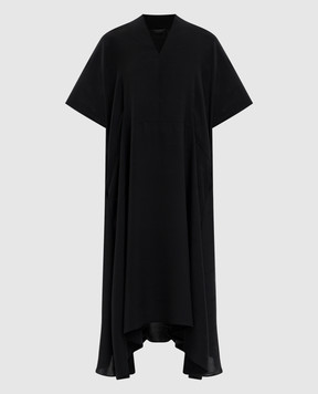 Balenciaga Black silk midi dress with logo pattern 725717TSN09