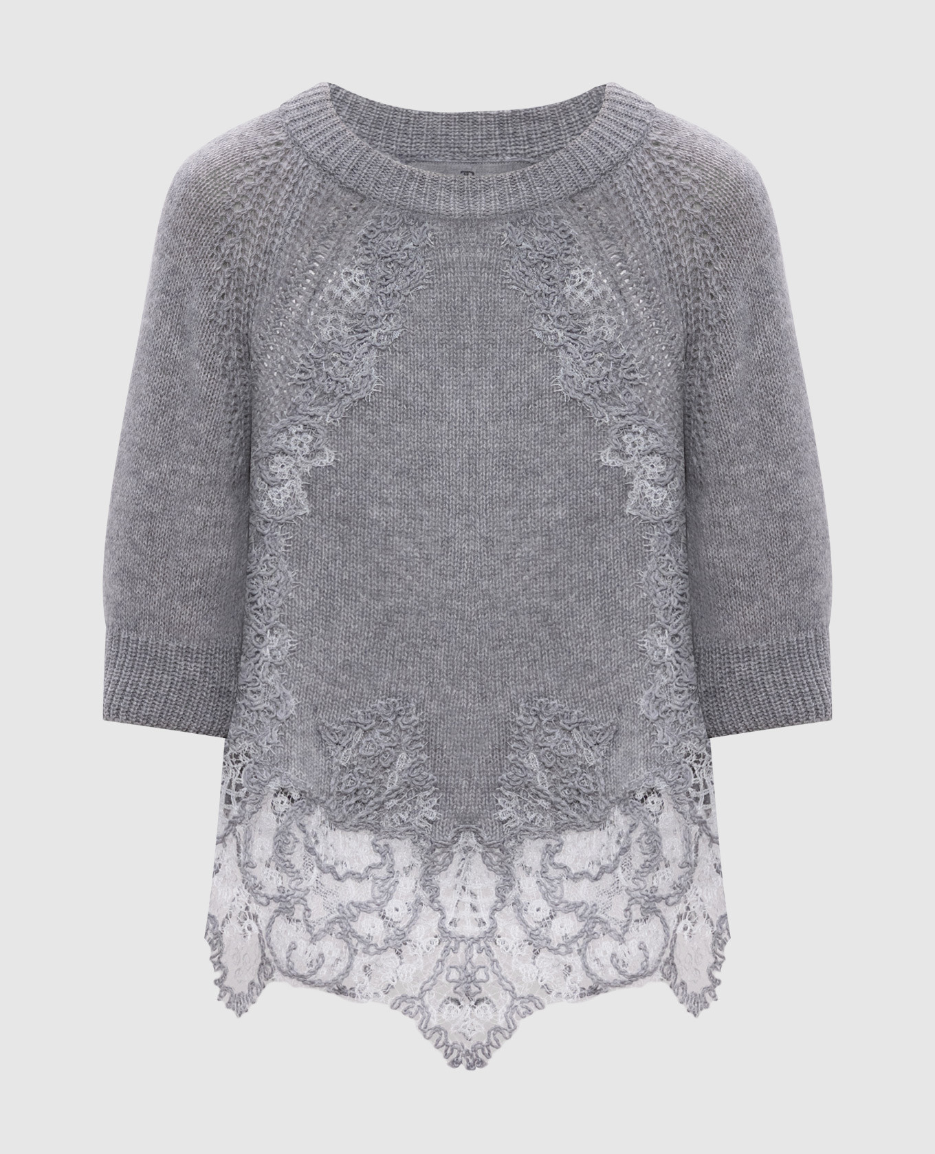 Gray cashmere sweater with lace Ermanno Scervino