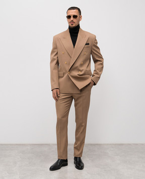 Versace Brown double-breasted wool jacket 10215281A15433