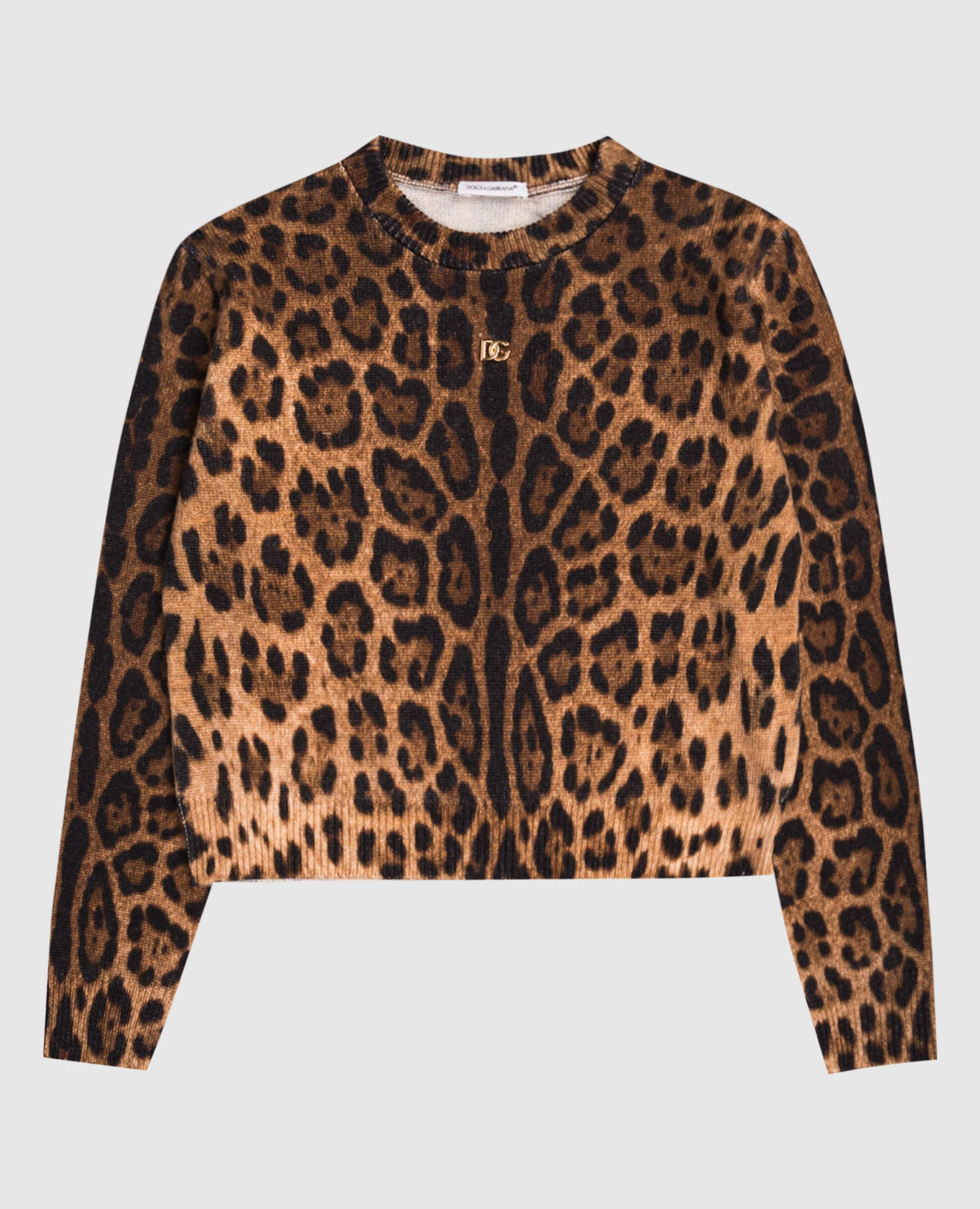 

Children's wool jumper in animal print with logo Dolce&Gabbana, Brown