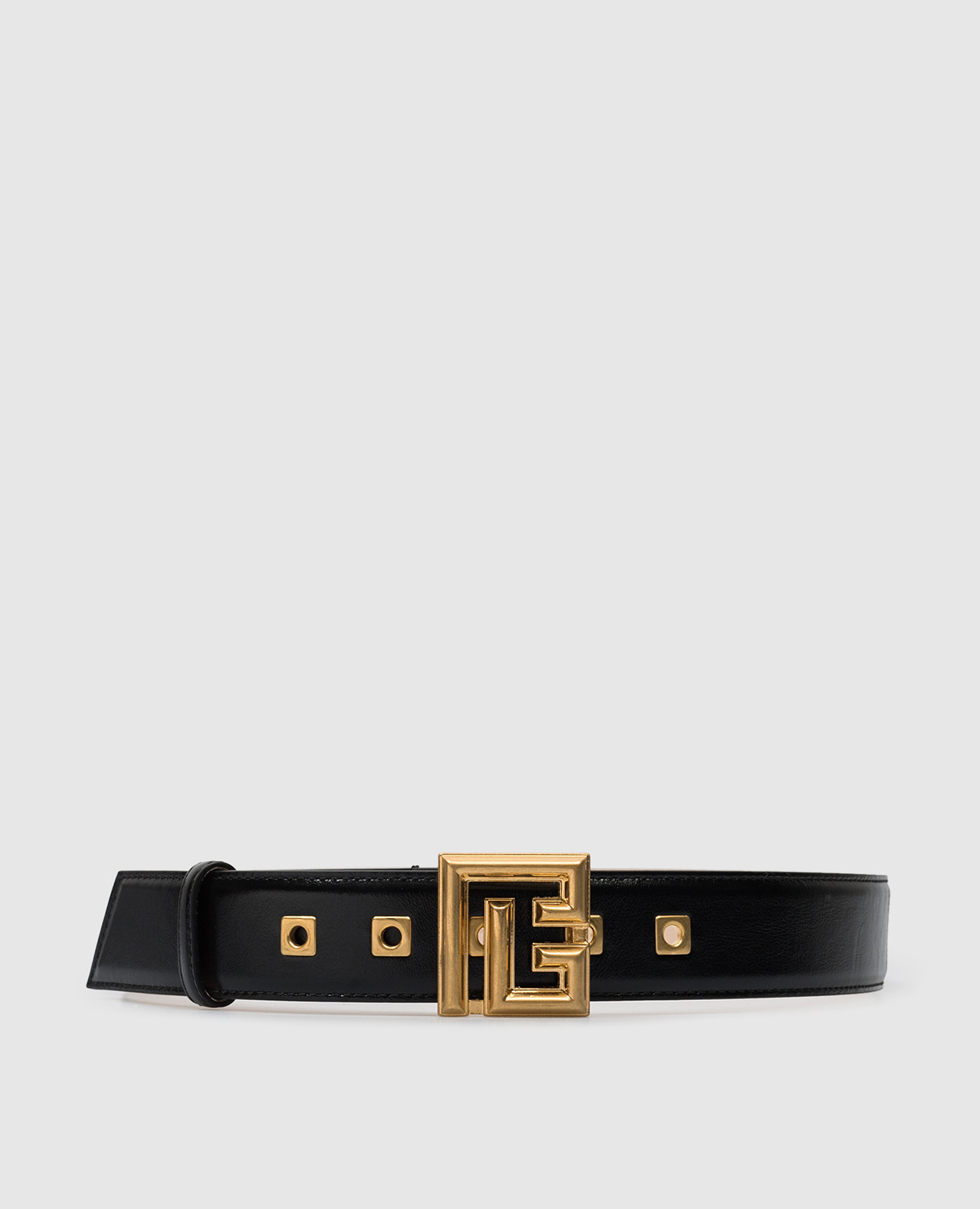 

Black leather RV belt with logo Balmain