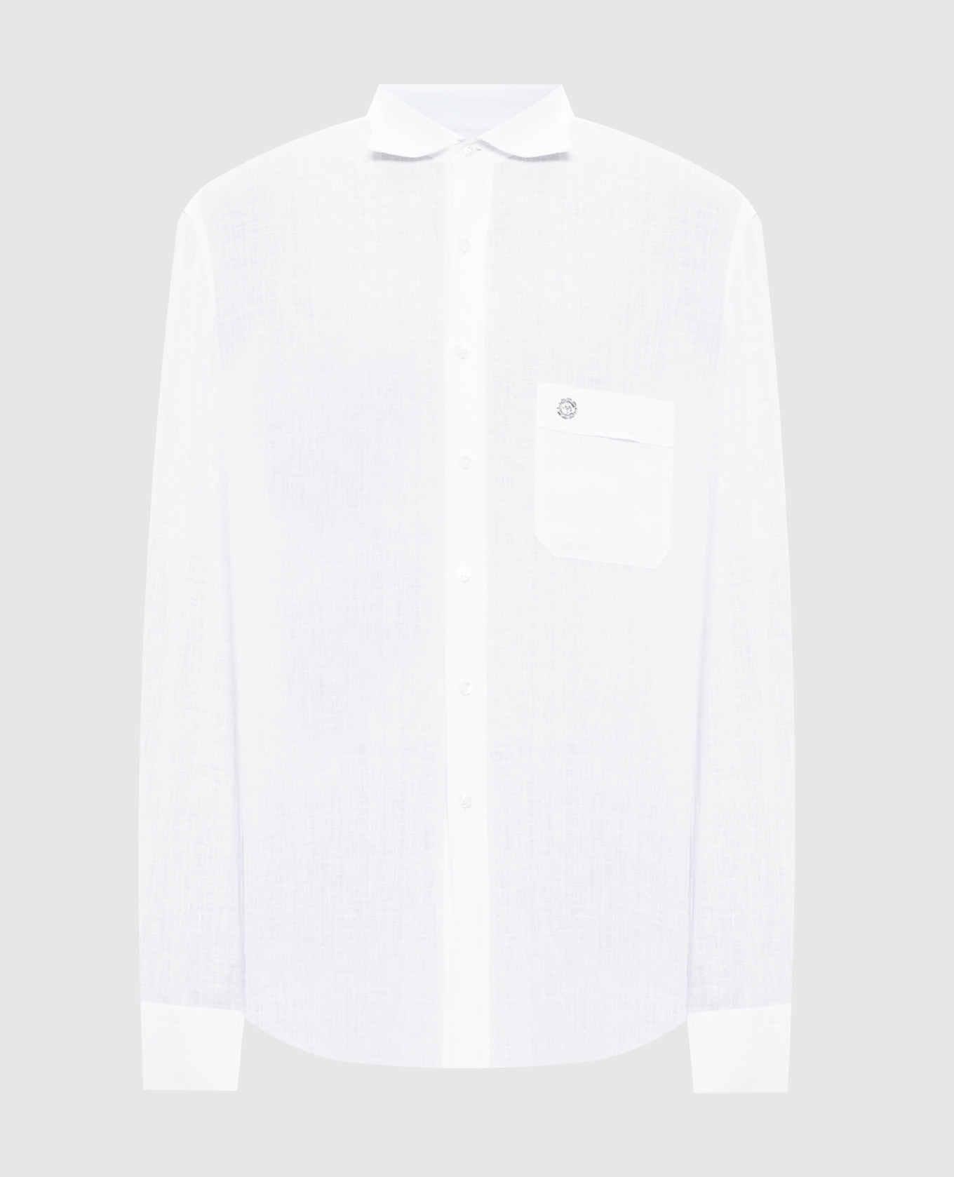 

White linen shirt with logo emblem Stefano Ricci