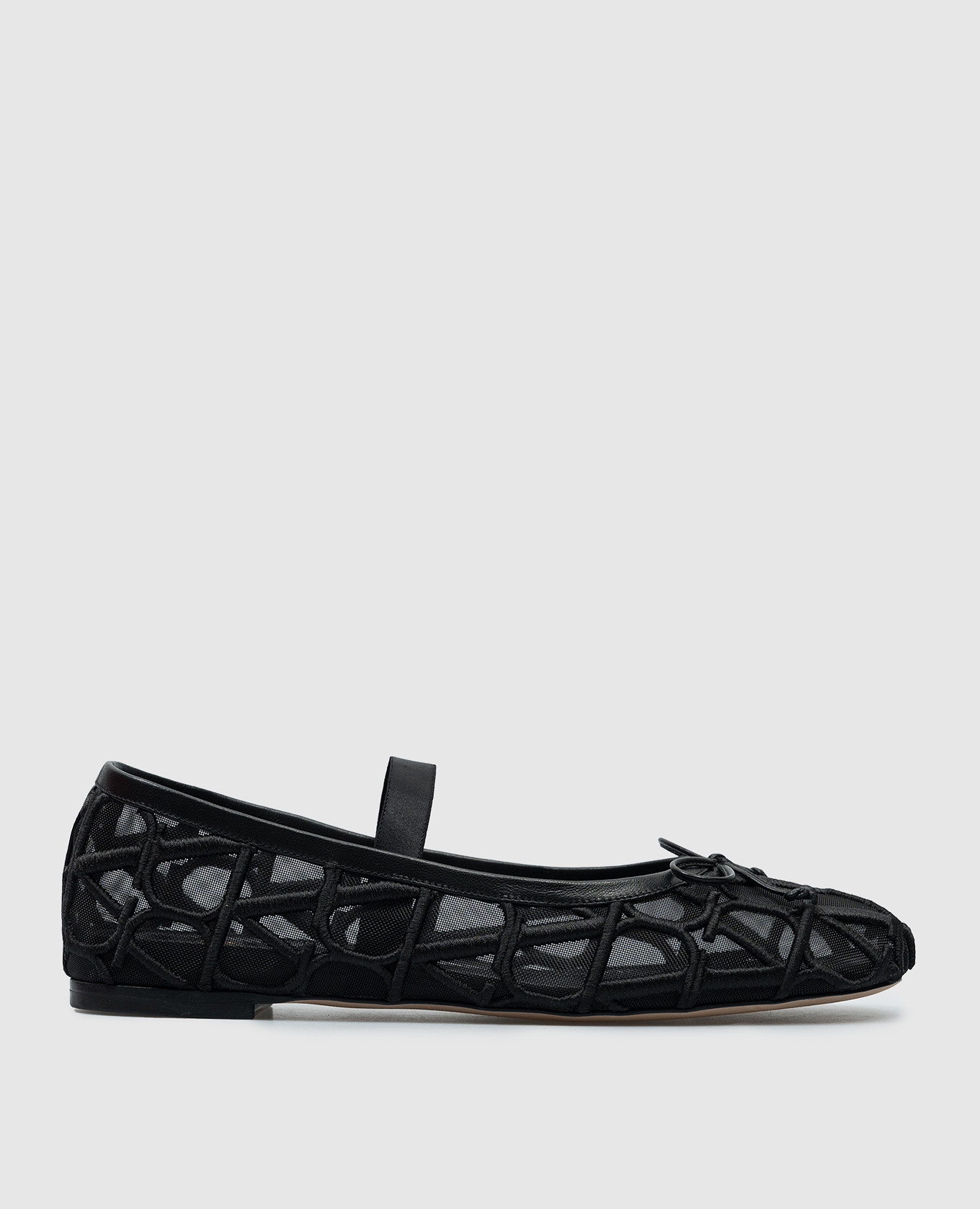 Toile iconographe black ballet flats with leather edging valentino