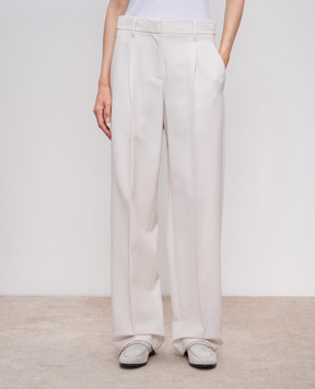 Brunello Cucinelli Beige pants with wool with monil chain MP580P8708