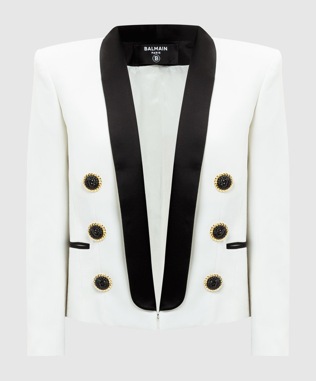 Balmain - White short jacket made of wool DF1SI532ME54 - shop with