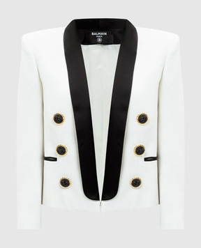 Balmain White short jacket made of wool DF1SI532ME54