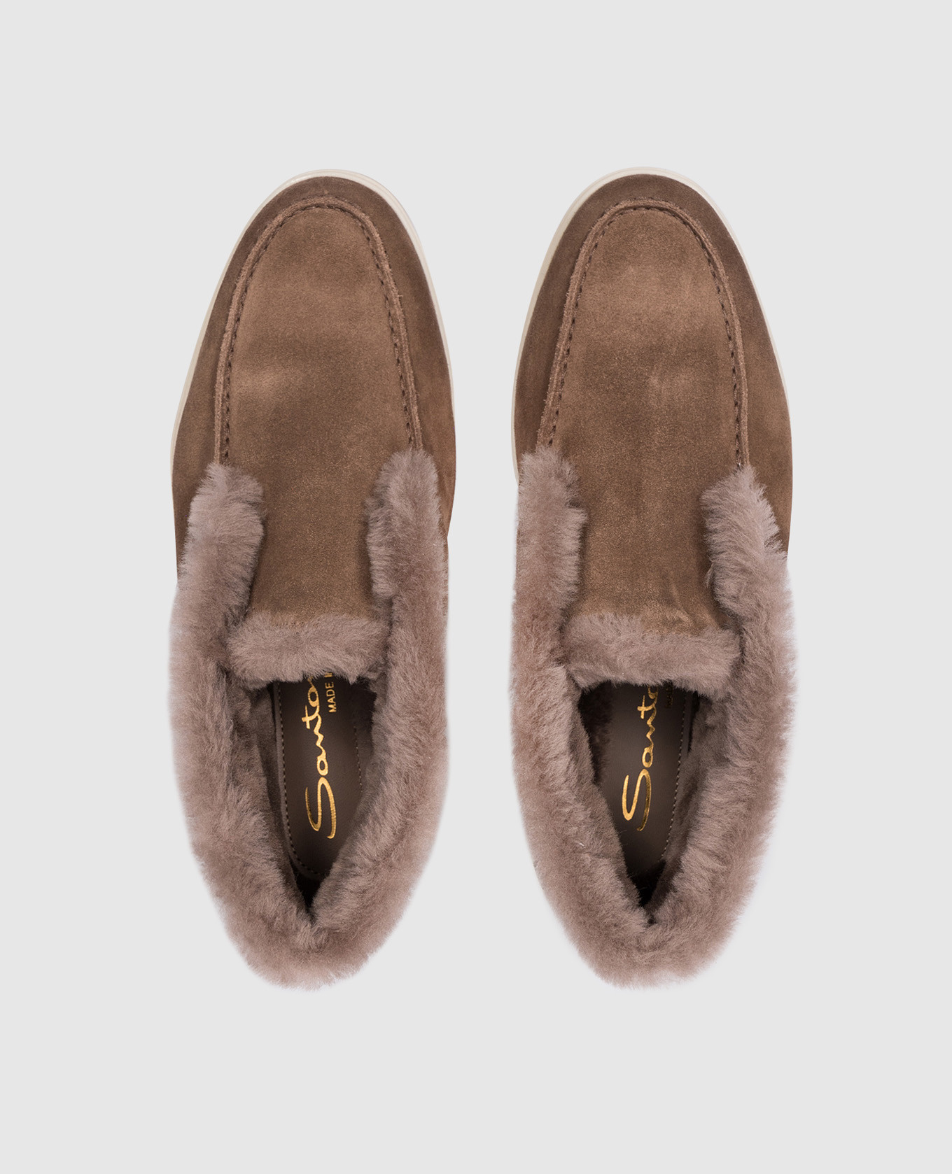 

Brown suede deserts on fur Santoni