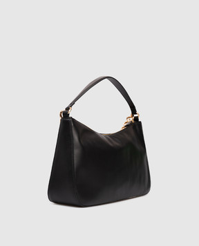 Twinset Liliane black leather hobo bag with logo 999TB7010