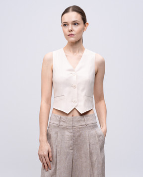 Peserico Beige wool vest with monil chain E0360906461