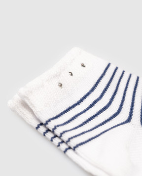 RiminiVeste Mafer children's white socks in a stripe with crystals BFC5600