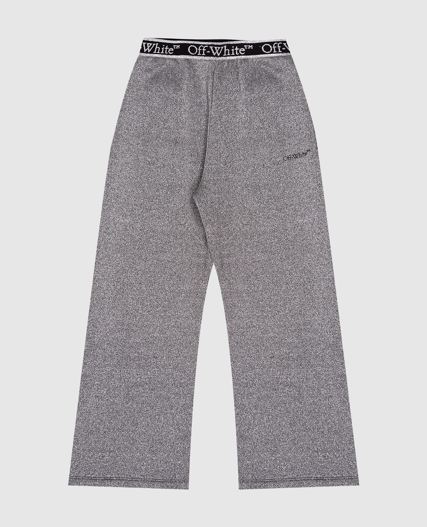 Children's gray sweatpants with lurex logo pattern off-white