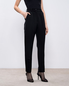 Dolce&Gabbana Black wool and silk trousers with stripes FTAM0TFU21E