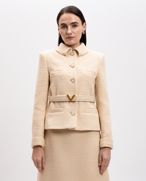 Valentino Beige tweed jacket made of wool 6B3CE2Z690Y